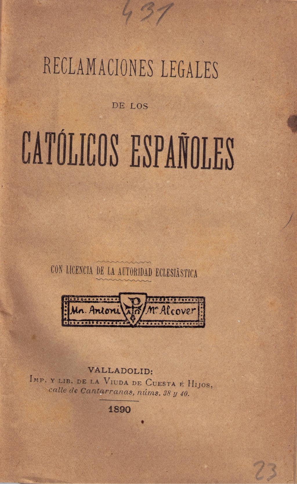 Coberta de Reclamaciones legales de los católicos españoles